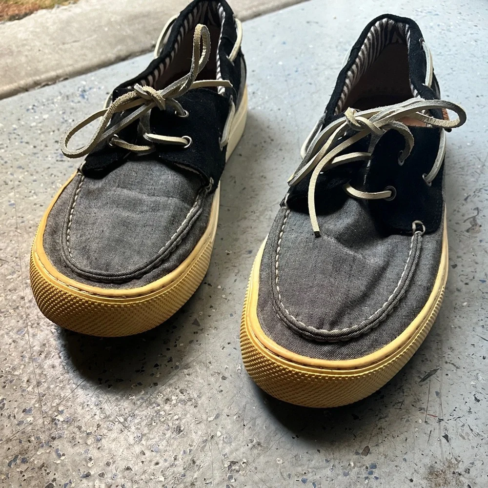 Vans Boat Deck Dock Black Suede Grey Canvas Upper Shoes 10
